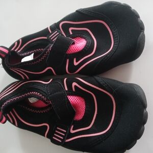 Black and Pink Water Shoes with Slip-On Design